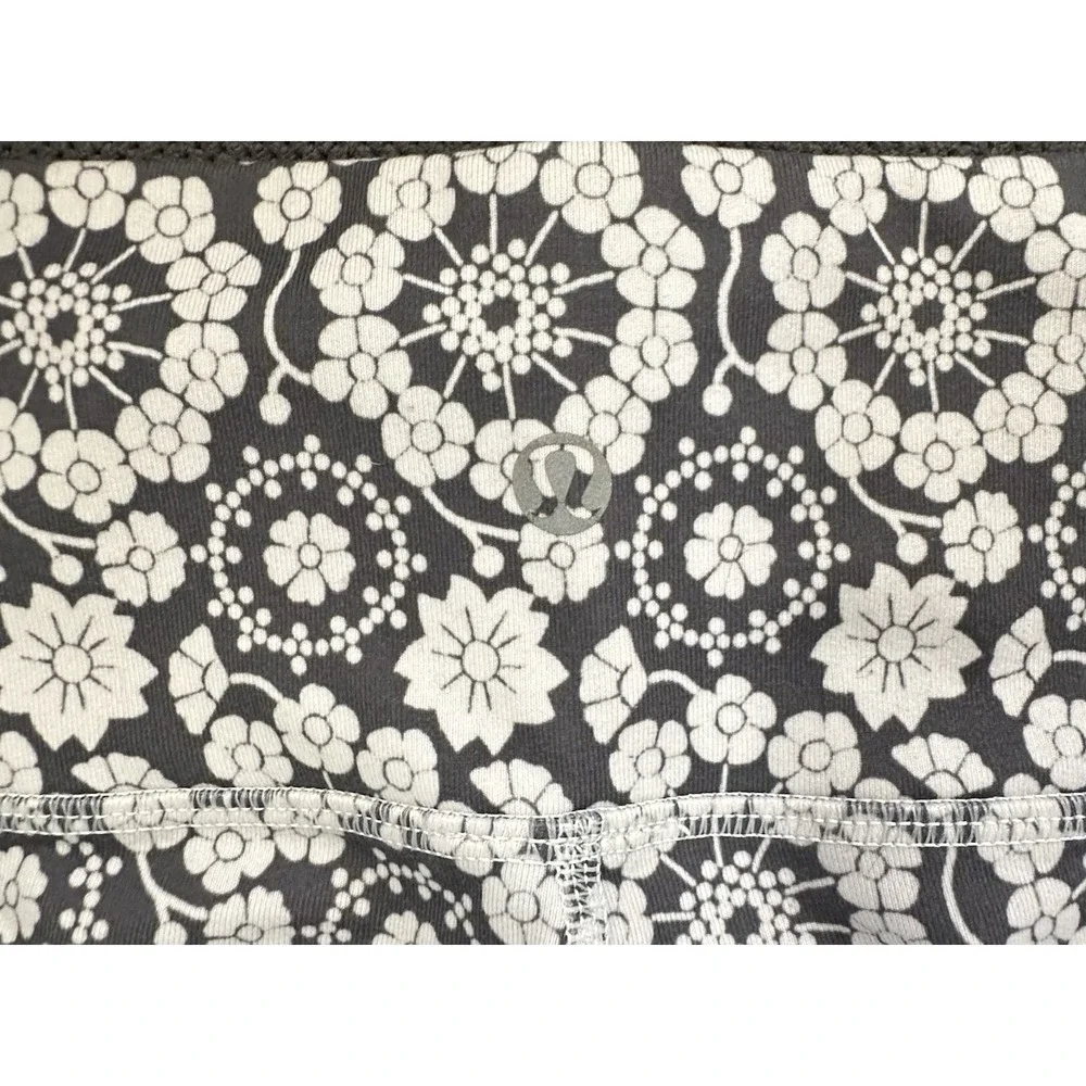 Lululemon Full Length Leggings Women's  Wunder Under Twiggy Floral Nimbus Gray 4